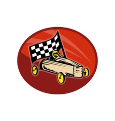 Soap Box Derby Racing With Race Flag