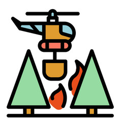 Wildfire Helicopter Icon Flat