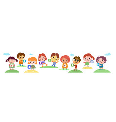 Set Of Children With Numbers From 1 To 9 Cartoon