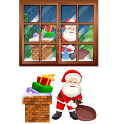 Window Scene With Sant And Presents