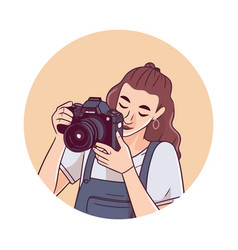 Young Adult Woman With Modern Camera