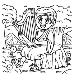 Christian David Playing The Harp Coloring Page