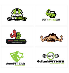 Set Of Fitness Gym Healthy Bodybuilder Logo Design