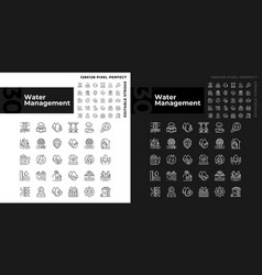 Water Management Linear Icons Set For Dark Light