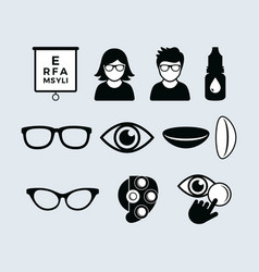 Eye Care Optics Icon Set On A Gray Background