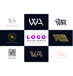 Initial Letters Wa Logo Design Bundle