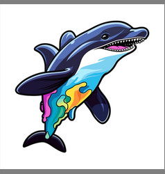 Orca Colorful Watercolor Cartoon Kawaii Character