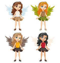 Beautiful Woman With Wings Cartoon Character