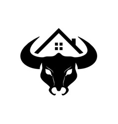 House And Bull Head Combination Logo