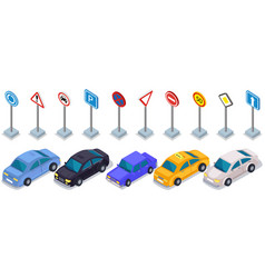 Set Of Cars And Different Means Of Road Safety