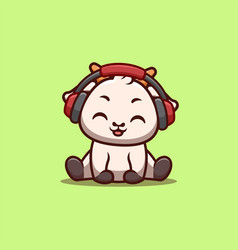 Goat Sitting Hearing Music Cute Creative Kawaii