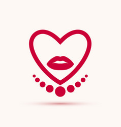 Lady Heart Logo Or Icon Woman Face In A Shape