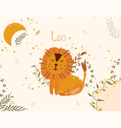 Leo Zodiac Sign Cute Banner With Stars