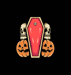 Pumpkin And Coffin Retro