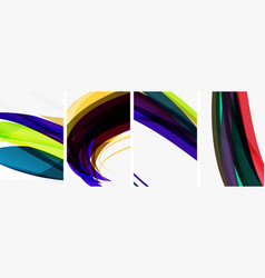 Colorful Wave Lines Poster Set For Wallpaper