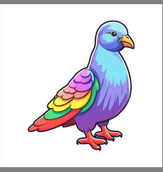 Pigeon Colorful Watercolor Cartoon Kawaii