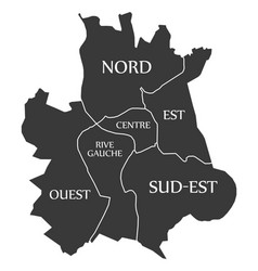 Toulouse City Map Labelled Black