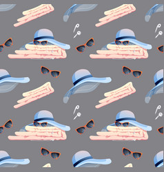 Seamless Pattern With Beach Hat Glasses Towel