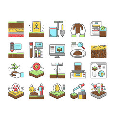 Soil Testing Nature Collection Icons Set