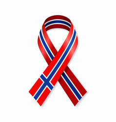 Norwegian Flag Stripe Ribbon On White Background