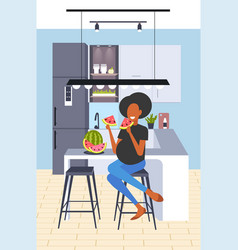 Pregnant Woman Eating Watermelon Fresh Fruit