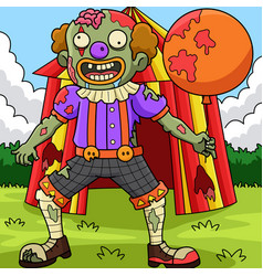 Zombie Clown Colored Cartoon