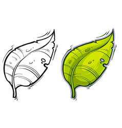 Cartoon Green Leaf With Branch Icon