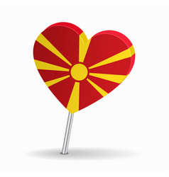 North Macedonian Flag Heart-shaped Map Pointer