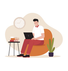 Flat Design Of Freelance People Working Remotely