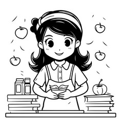 Girl Reading A Book In The School Of A Girl