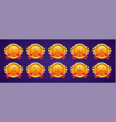 Gold Badges With Level Number For Game Ui Design