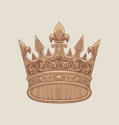 Golden Royal Crown Vintage Engraving Drawing