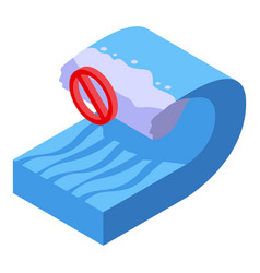 Tsunami Wave Icon Isometric Sea Ocean