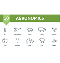 Agronomics Outline Set Creative Icons Silo