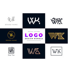 Initial Letters Wk Logo Design Bundle