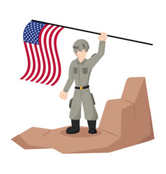 Isolated Soldier Cartoon Holding A Flag Of Usa