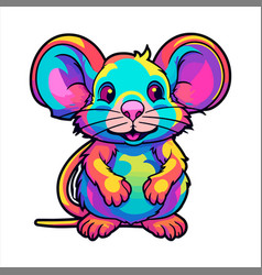 Rat Colorful Watercolor Cartoon Kawaii Character