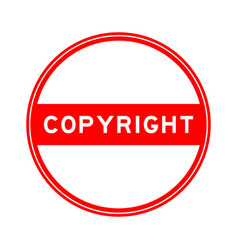 Red Color Round Seal Sticker In Word Copyright