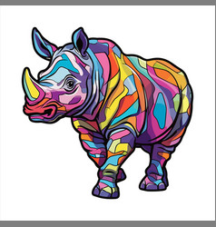 Rhino Colorful Watercolor Cartoon Kawaii