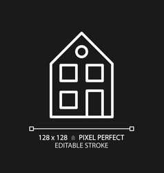 Two Story House Pixel Perfect White Linear Icon