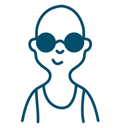 Bald Man With Sunglasses On A White Background