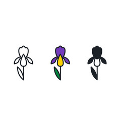 Iris Flower Icon Garden Flowers Isolated