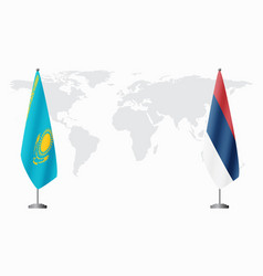 Kazakhstan And Civil Serbia Flags For Official