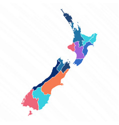 Multicolor Map Of New Zealand With Provinces