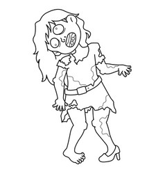 Zombie Girl Isolated Coloring Page For Kids