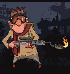 Cartoon Soldier With Flamethrower