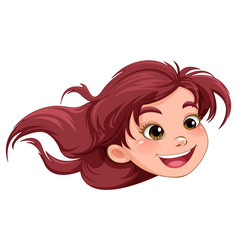 Cute Girl Head Smiling Isolated