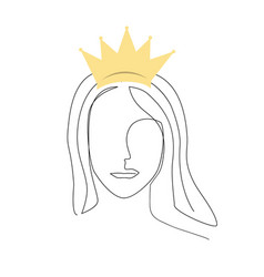 Face Of Woman Wearing A Tiara Continuous Line