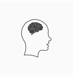 Human Head Profile With Brain Icon Silhouette