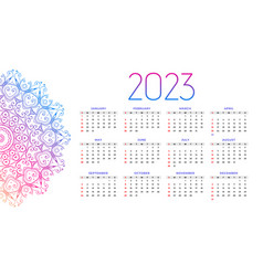 Mandala Style 2023 New Year Calendar Background